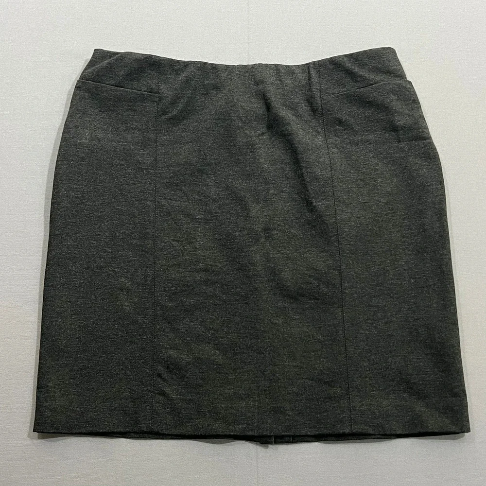 J. Jill Pencil‎ Skirt Ponte Knit Stretch Charcoal Gray Career Women's M Petite
